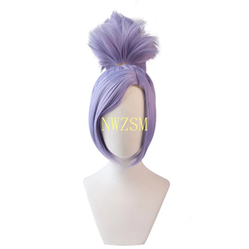 

Wig LoL Spirit Blossom Riven Cosplay Wig LoL Cosplay Purple Wig with Ponytail Heat Resistant Synthetic Hair Game Cosplay costume