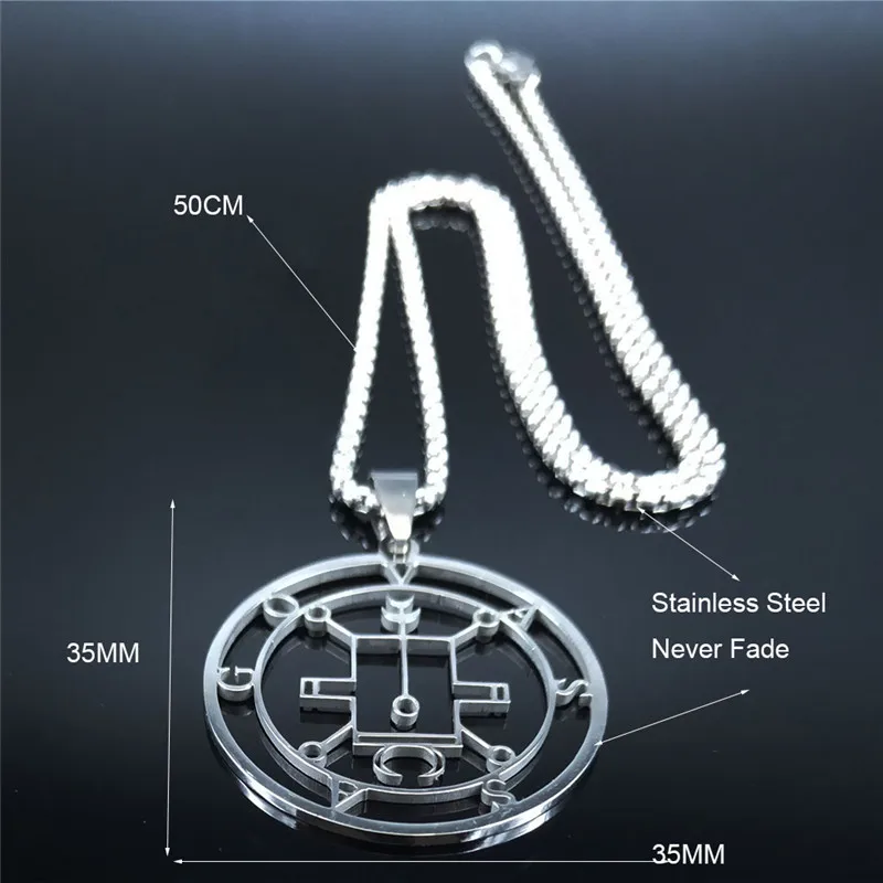 Demon Seal Stainless Steel Chain Necklace Silver Color Satan VASSAGO Statement Necklace Women/Men Jewelry gargantilha N7013