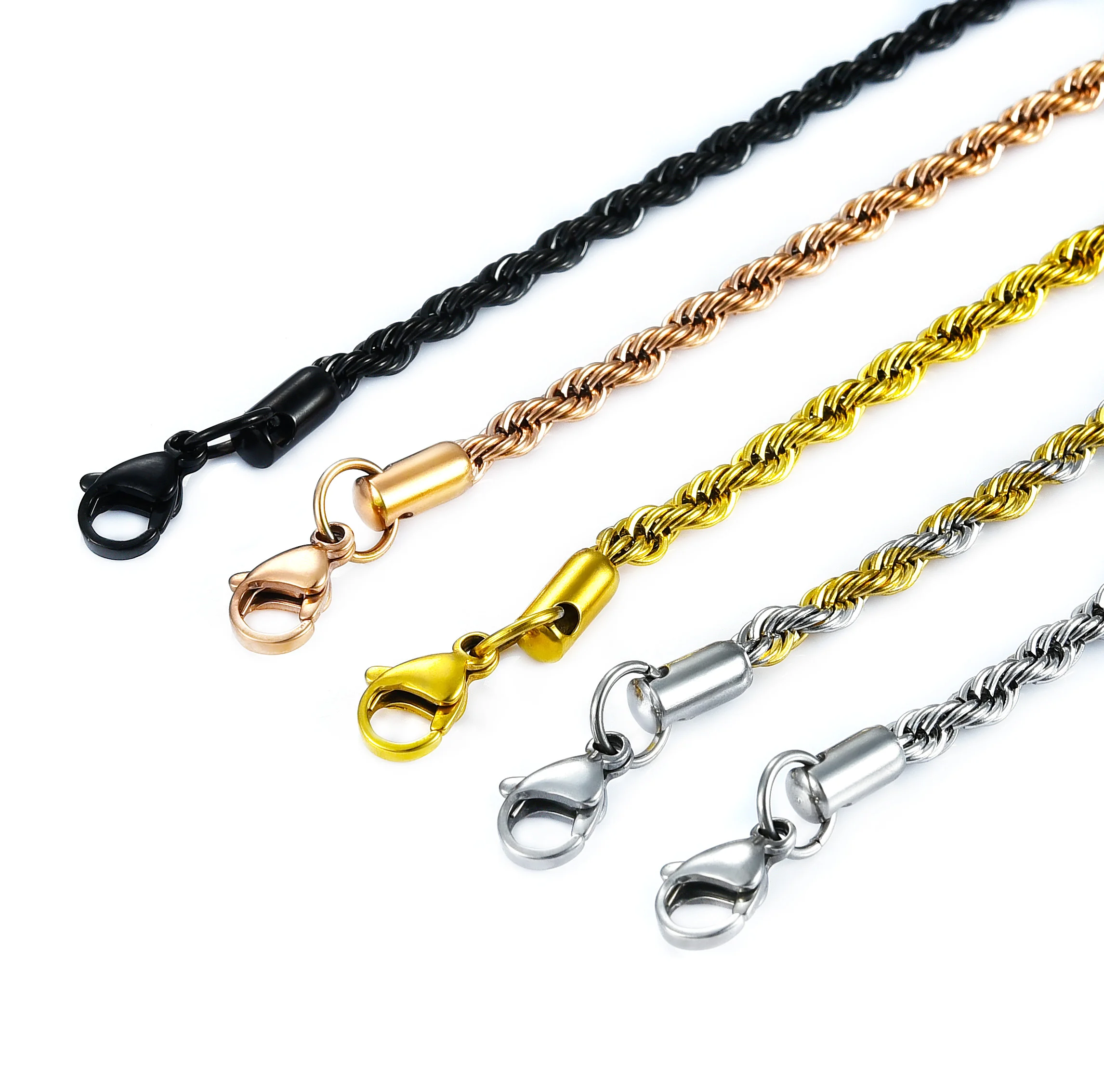 Unisex Stainless Steel Twist Rope Chain Choker 2-6mm 16-30in - Image 5