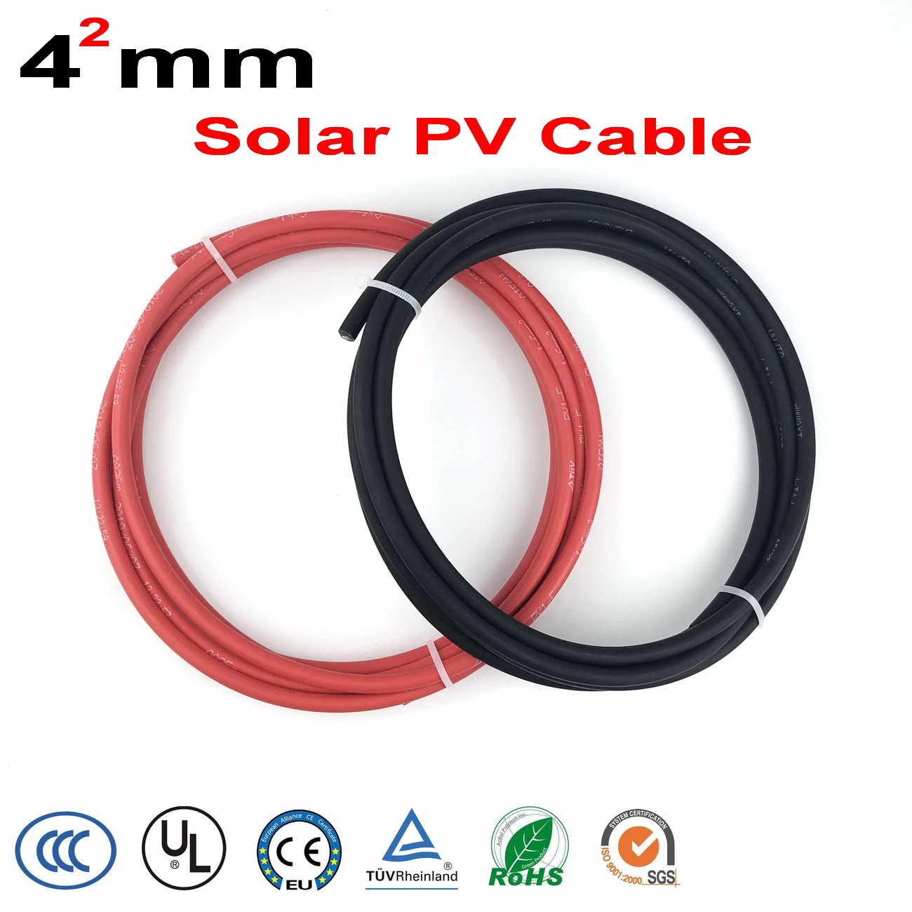 شحن مجاني 6mm2 كابل الطاقة الشمسية الأحمر أو الأسود PV سلك كابل 4mm 2 موصل نحاسي XLPE سترة TUV شهادة