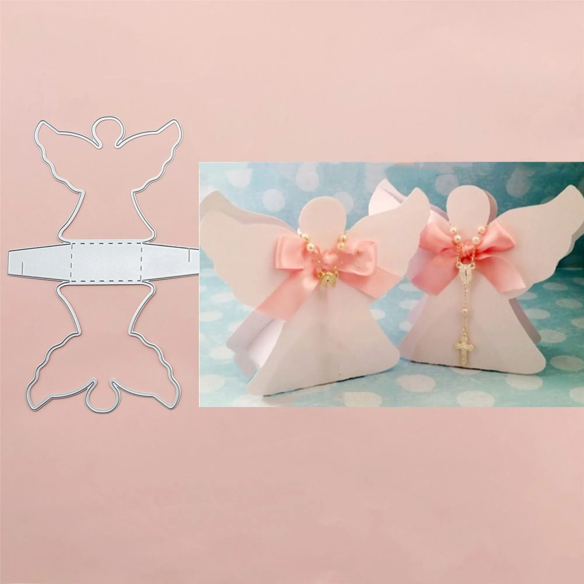 

Girl Wings Bow Box Metal Cut Dies Stencils for Scrapbooking Stamp/Photo Album Decorative Embossing DIY Paper Cards