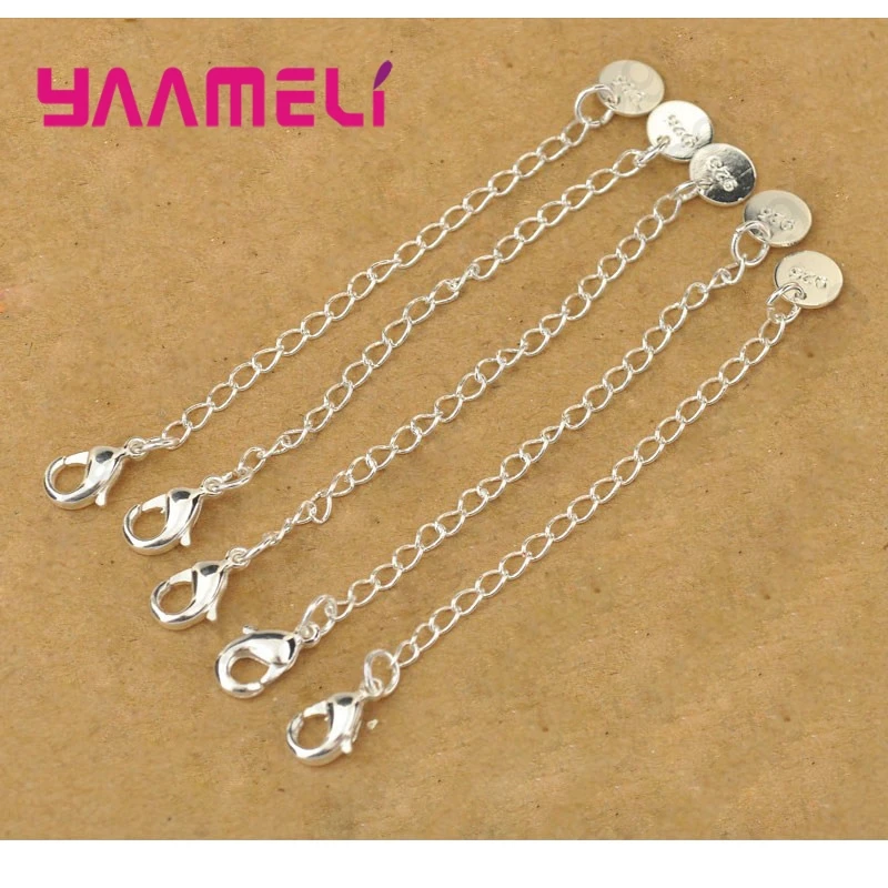 

40PCS Wide Use Extension Tail Chain with Smooth Lobster Claps Round 925 Disk Tag 925 Sterling Silver Jewelry Findings Component