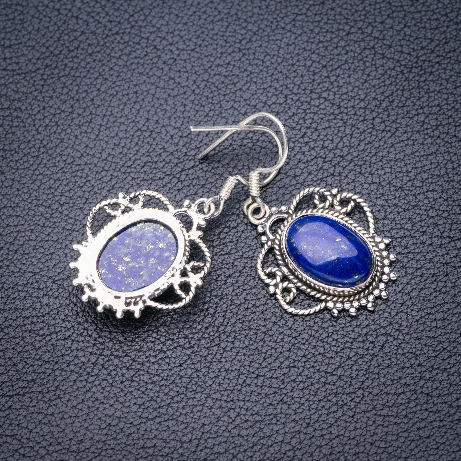 

StarGems Natural Lapiz Lazuli Handmade 925 Sterling Silver Earrings 1.5" E5306