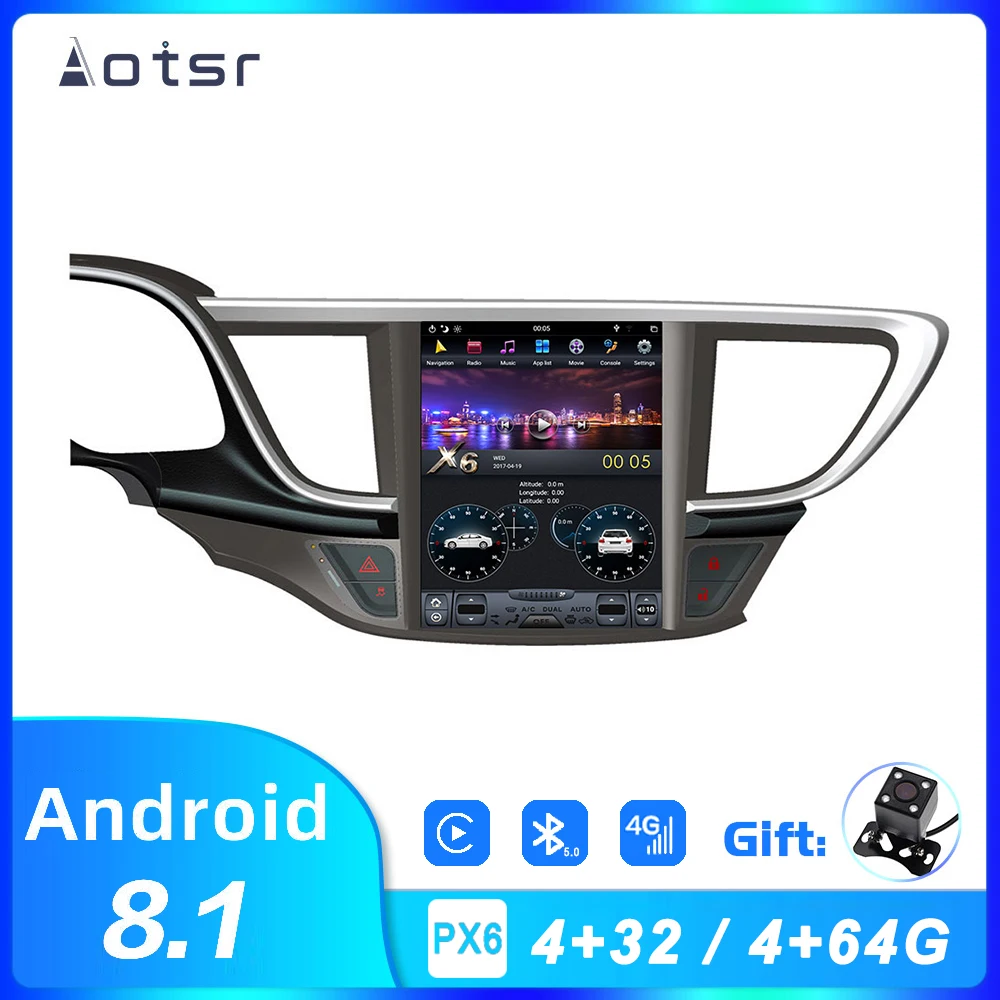 

AOTSR Tesla Android 8.1 PX6 4G 64GB Car Player For Buick Hideo 2015 - 2018 Car GPS Navigation with DSP CarPlay Autostereo