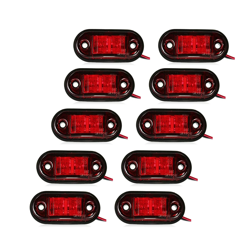 10PCS  Warning Light LED Diode Light Oval Clearance Trailer Truck Orange White Red LED Side Marker Lamp 12V 24V Truck Accessorie