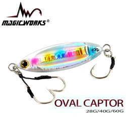 MAGIC WORKS Hot Oval Slow Jig Fishing Lure Spoon 28g/40g/60g Saltwater Shore Metal Artificial Bait Fishing Tackle