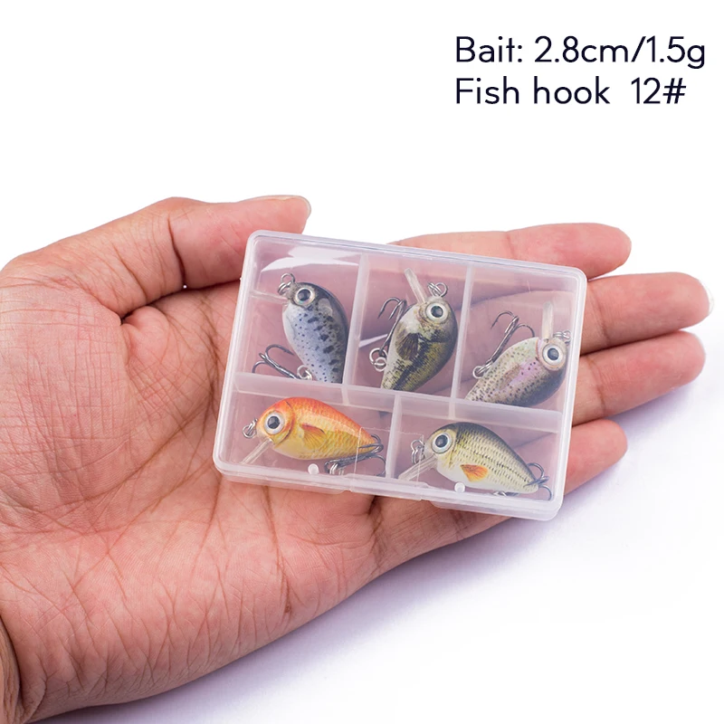 

Hanlin 5pcs/Suit 28mm/1.5g Mini Fishing Lures Bionic Baits Artificial Hard Bait Wobblers Crankbait Perch Carp Fishing Pike Bass