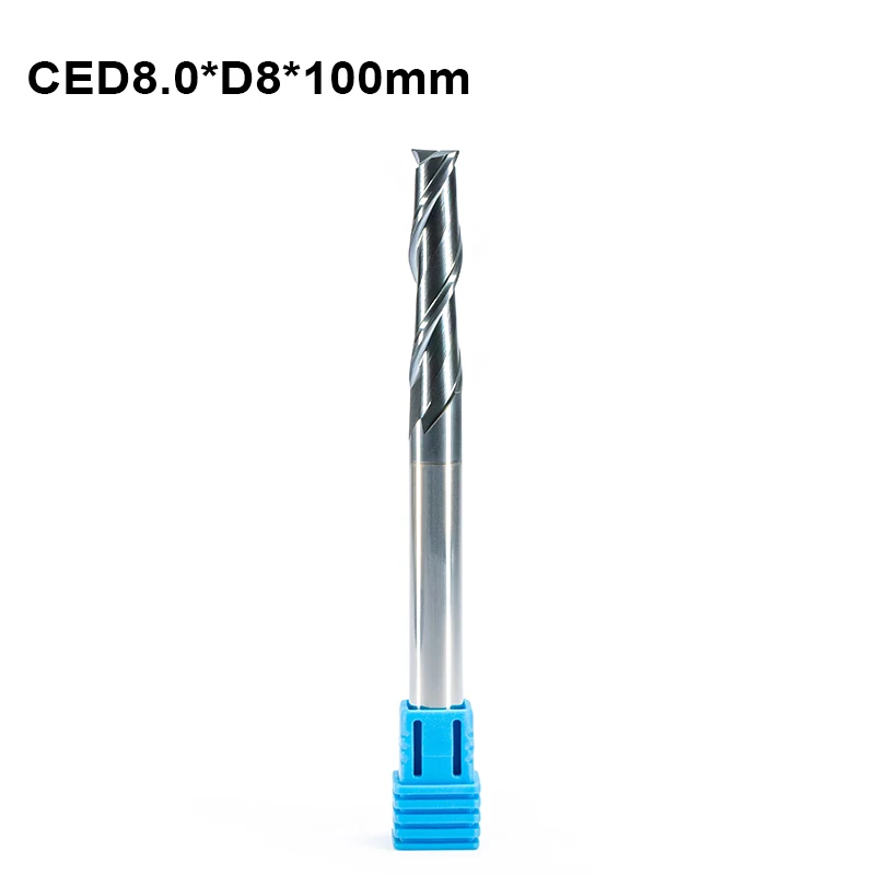 2pc hrc55 2 flutes tungsten carbide endmills metal milling cutter cnc router bit 8mm SHK 60mm 100mm 150mm long length end mills