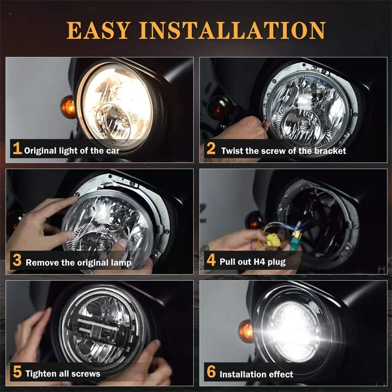 7 inch Round LED Projection Headlight For 2012-2016 Harley FLD ,for Davidson Touring Rod FatBoy Heritage Softail Slim Deluxe