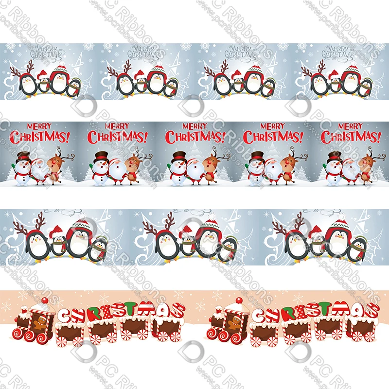 

7/8"-3"（22-75mm） hot transfer elk printed christmas grosgrain ribbon 50 yards christmas decorations gift wrapping diy bows