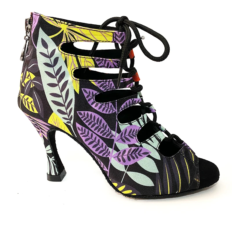 Chaussures de danse latine colorées pour femmes, semelle intérieure en tissu doux, Salsa Bachata Rumba, 9cm, printemps été 2021