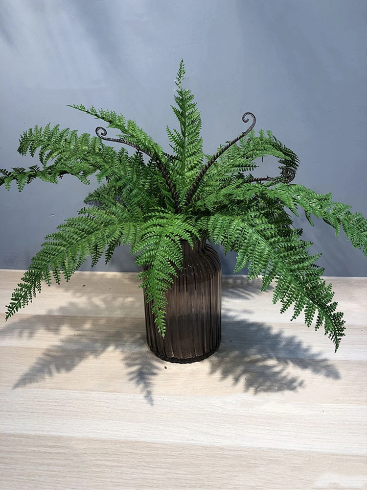 56CM 15Gabel Künstliche Perserblatt Bündel Kunststoff Pflanzen Wand Material Grün Gefälschte Palme Hotel Büro Weihnachten Home Decor – Detail 6