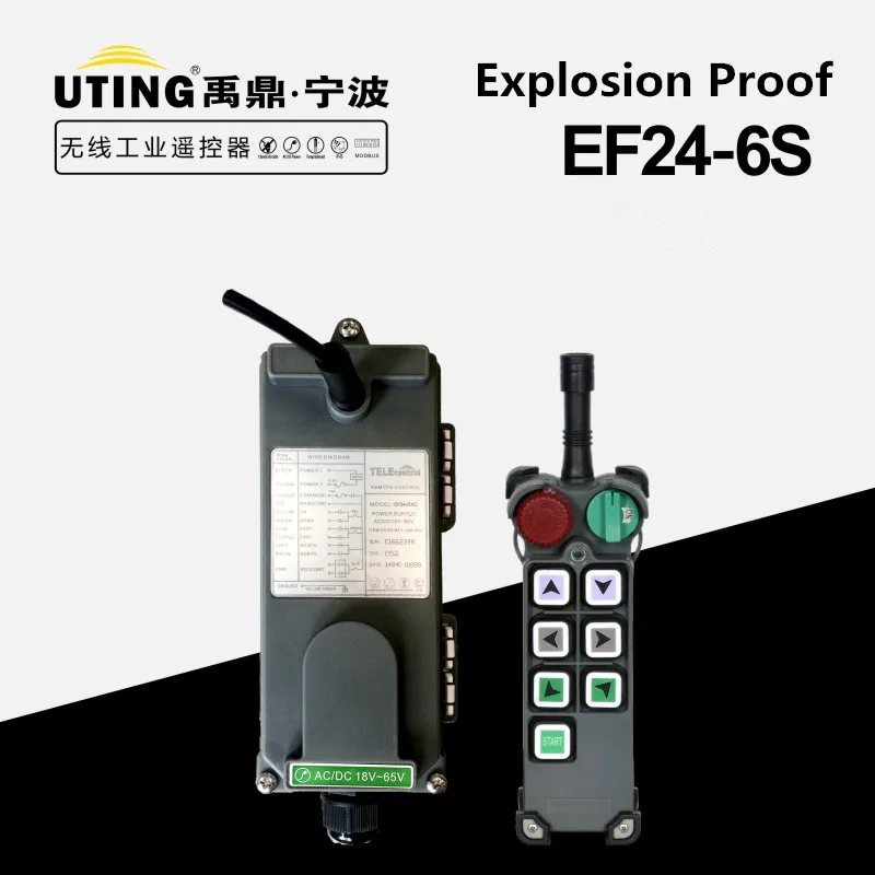 Wholesale EF24-6S Industrial Crane Explosion-Proof Radio Remote Controller 6 channels single speed buttond