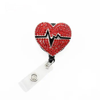 Red Heart Beat ID reel Badge holder~Gorgeous Ultimate Bling Badge~ Medical Badge Reel