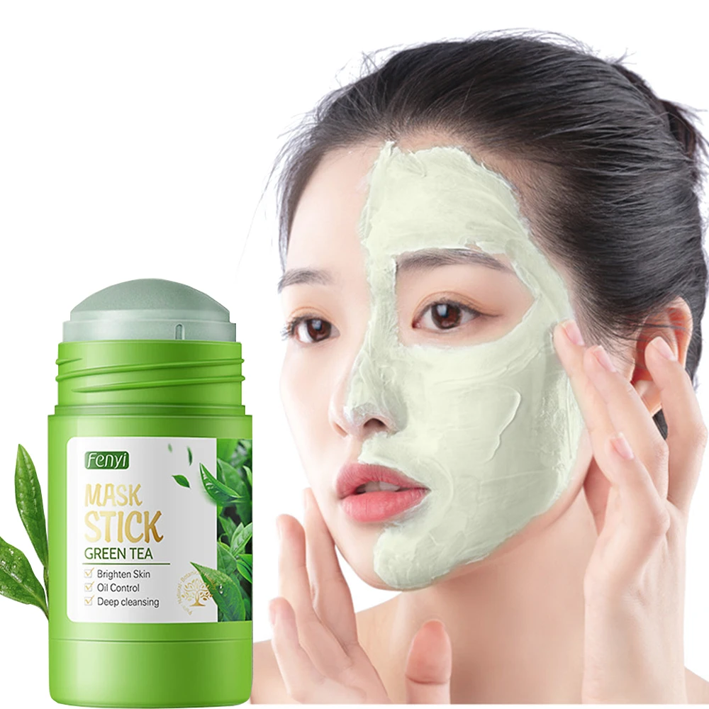 

Green Tea Purifying Stick Mask Mud Skin Care Oil Control Anti Acne Solid Clearing Fine Pores Whitening Remove Dirt Mask 40g