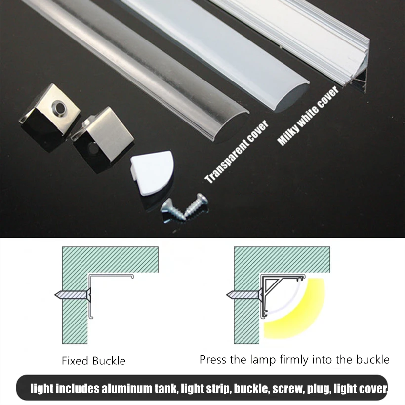 2-20pcs 0.5m 72LED Hard Bar Lights 220V U V Style Corner LED Aluminum Profile Rigid Tube Light Under Cabinet Strip Lamp