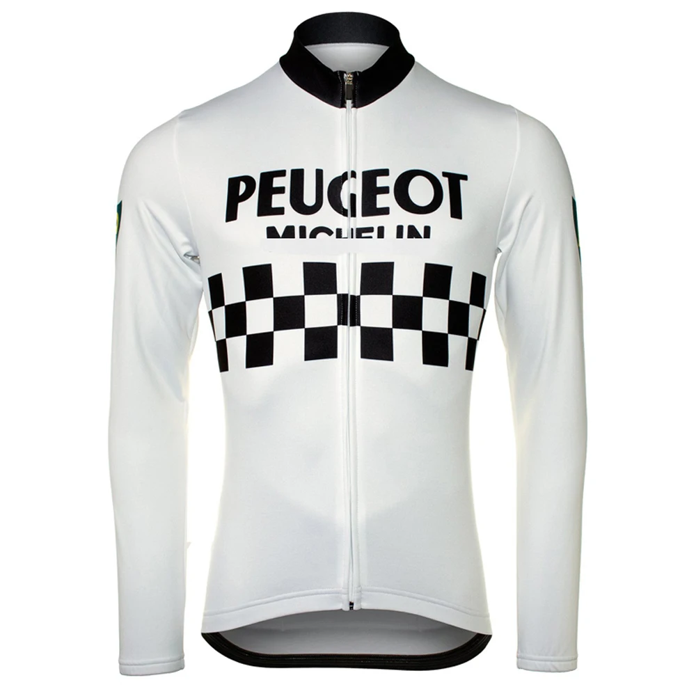 Retro-Black-Long-Sleeve-Jersey-FULL ZIP Cycling Clothing White&Black Winter Fleece Road/MTB Bicycle Wear Shirts Long Sleeve Thin