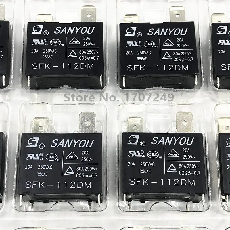 100% Original New SANYOU Relay SFK-112DM 12VDC 20A 250VAC 4Pins Power Relay can replace JQX-102F HF102F-12VDC G4A-1A-E-12VDC