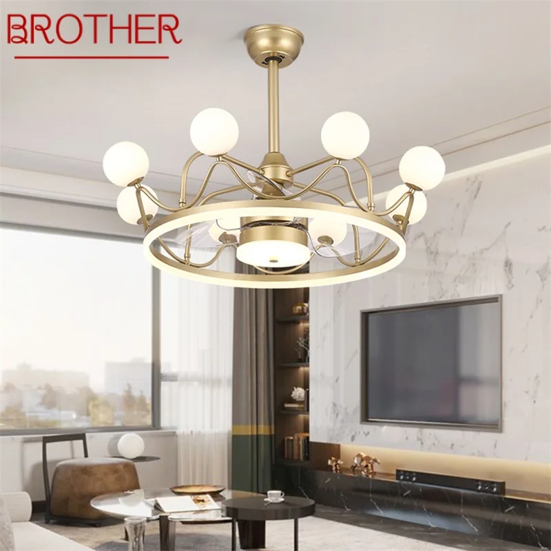 

BROTHER Ceiling Lamps With Fan Gold With Remote Control 220V 110V LED Fixtures For Rooms Living Room Bedroom Restaurant