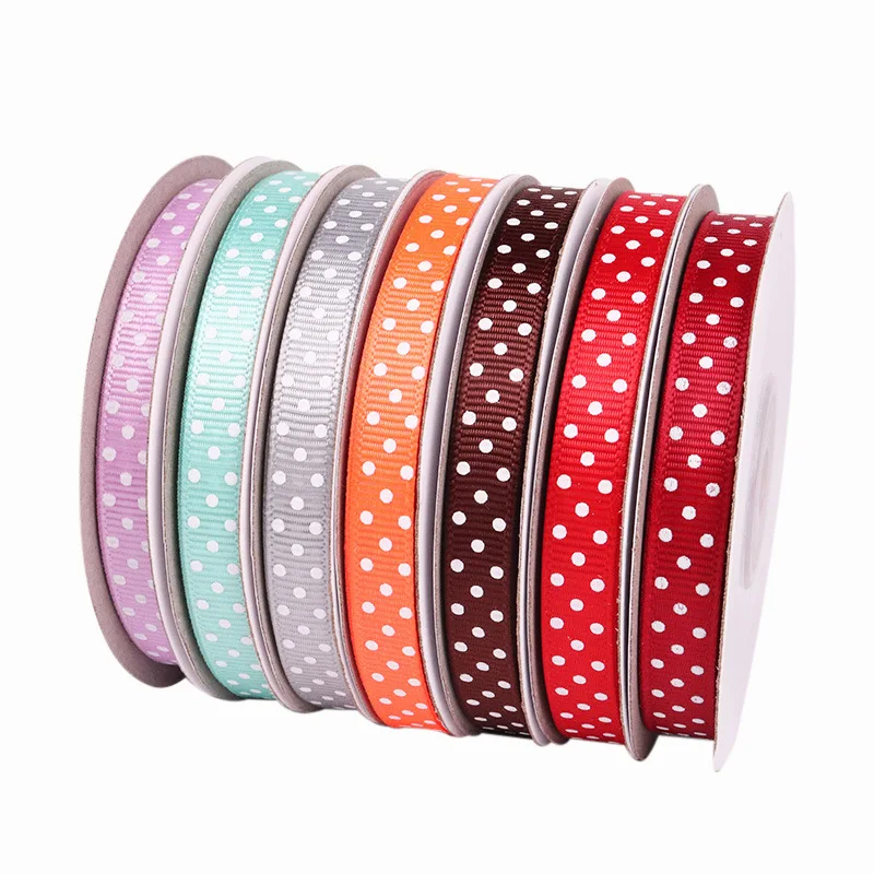 9mm 16mm 22mm 38mm 5 yard Ribbon Wedding Decoration Printing Dots Grosgrain Ribbon Gift Wrapping Hair Bows DIY Christmas Ribbon