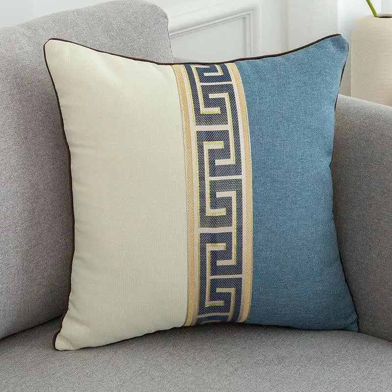 

Linen cushion cover with geometric design, Chinese style, linen, small and large, vintage style