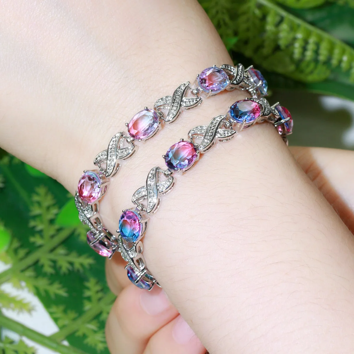 CWWZircons Mystical Beautiful Rainbow CZ Crystal Bracelets Bangle for Women Fashion Brand Fine Jewelry Accessories Gift CB245