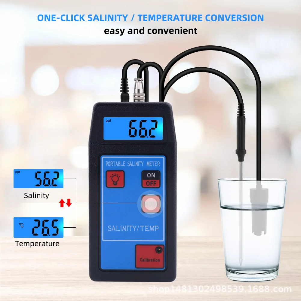 Portable Salinity Meter Replaceable Probe Detector Thermometer For Aquarium Fish Tank Laboratory Water Quality Analyzer