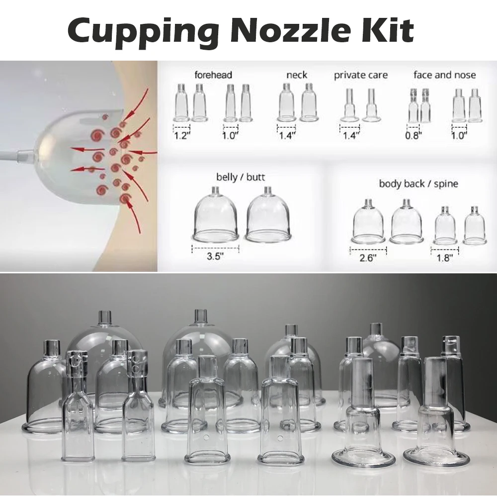 Vacuum Cupping Nozzles Body Back Arm Neck Suction Gua Sha Therapy Cups Buttocks Cellulite Removal Stimulate Lymphatic Drainage