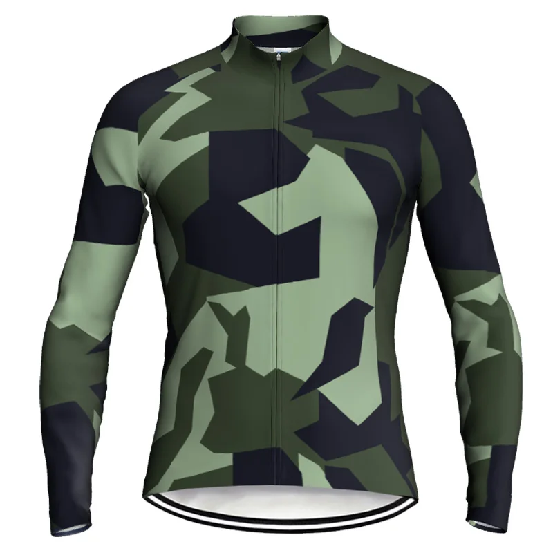 Cycling Jersey Outdoor Military Man Army Jacket MTB Bike Long Camo Shirt Race Sports Wear Road Ride Mountain Pocket Bicycle Top