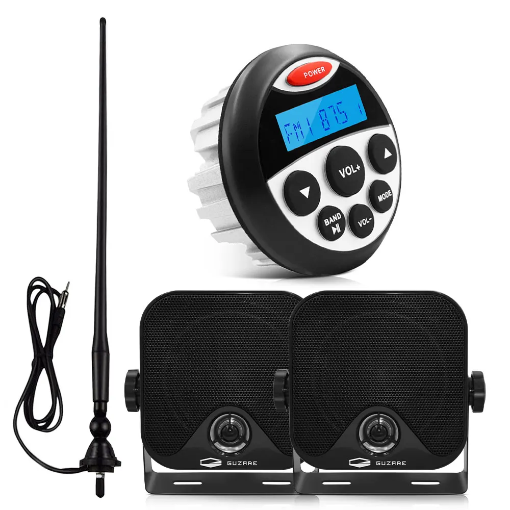 

Marine Bluetooth Stereo Radio Audio FM AM MP3 Player+4 inch Marine Waterproof Outdoor Speakers For ATV UTV Yacht+Boat Antenna