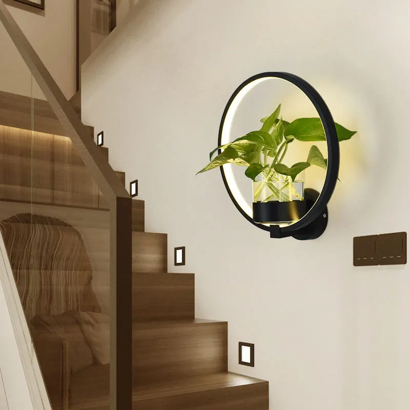 Nordic Wall Lamp Plant Led Modern Sconce Minimalist Creative Living Room Staircase Aisle Lighting Bedroom Bedside Decor Lights