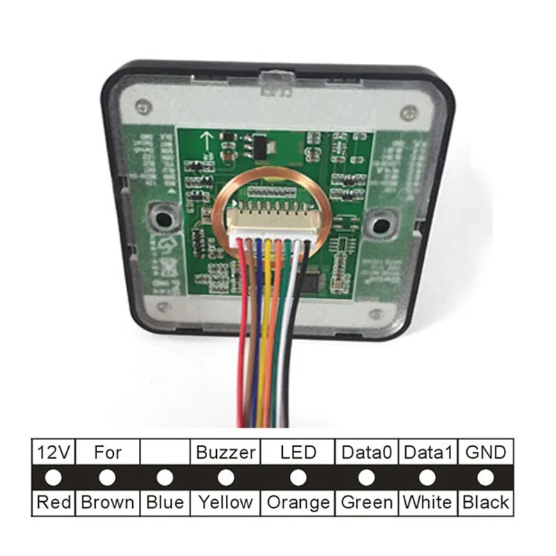 Leitor de cartão de frequência dupla com controle de acesso ultrafino WG26/34 Suporte para saída ID/cartão IC/telefone NFC/cartão IC bancário financeiro