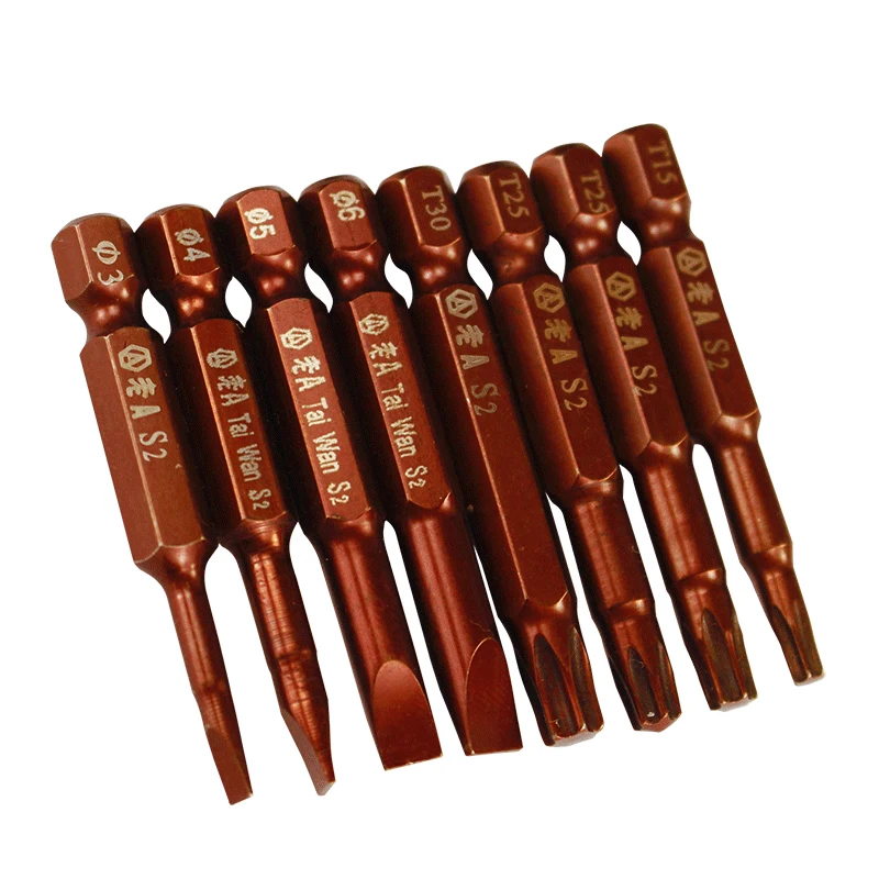 LAOA 4pcs 1/4 S2 Torx Screwdriver Bits Slotted Screwdriver Bit T15 T20 T25 T30 Total 50mm