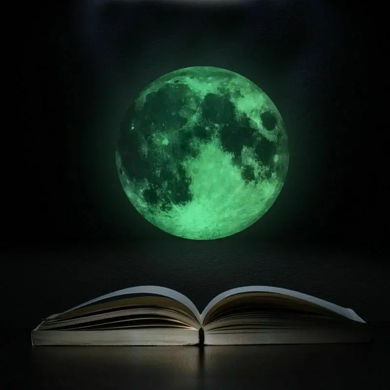 Large Luminous Moon 3D Effect Wall Stickers for Kids Room Home Decoration Wall Decals Glow in the Dark Living Room Bedroom Mural