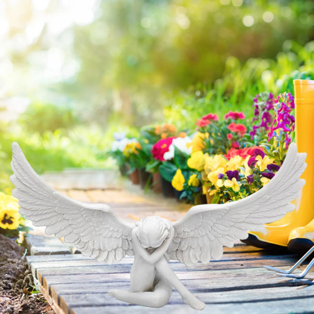 Angel Wing Figurine Modern 3D Embrace Angel Wings Sculpture Crafts 3D Angel Wing Statue Figurine Resin Artwork Craft Home Decor