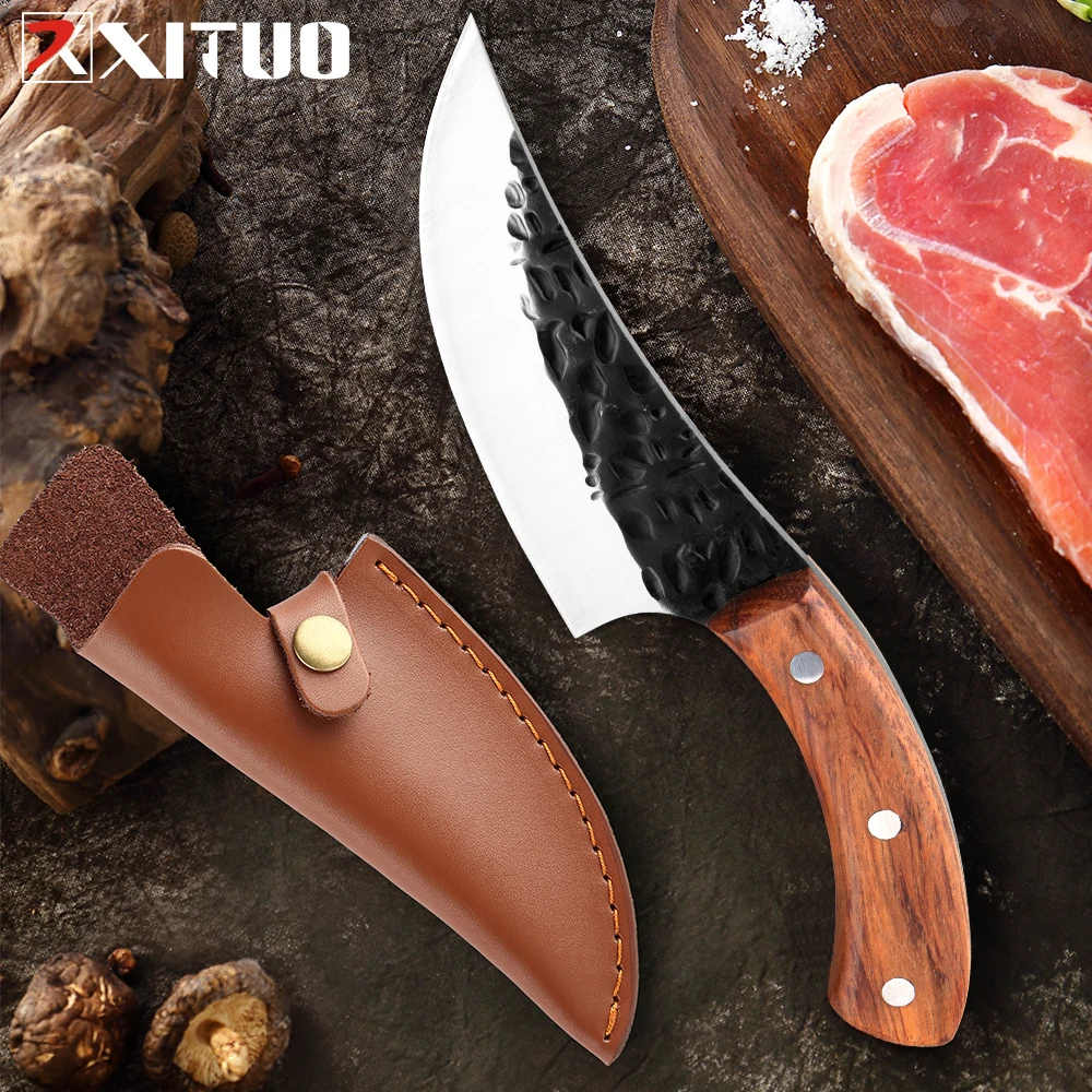 

XITUO Full Tang Handmade Knife Kitchen Chef Knife Forged High-Carbon Clad Steel Butcher Knife Cleaver Filleting Slicing Tool Hot