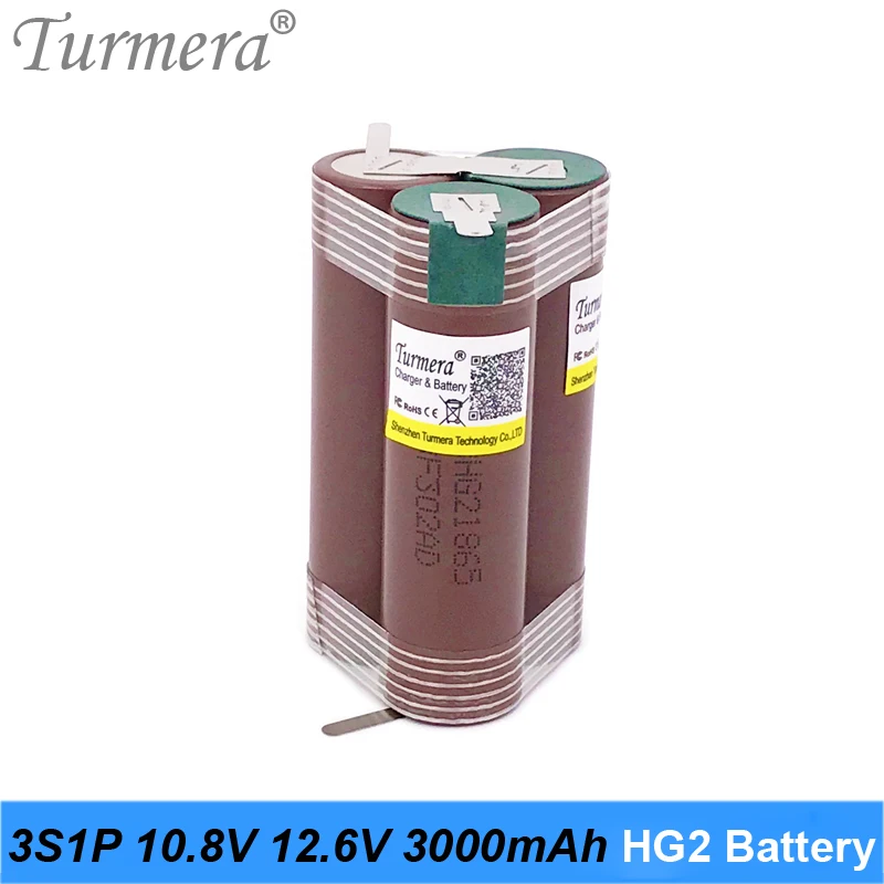 3000mAh 6000mAh bateria litowa 3S 10.8V 12.6V 18650 HG2 30A taśma lutownicza do baterii śrubokręt Shurika dostosuj Turmera