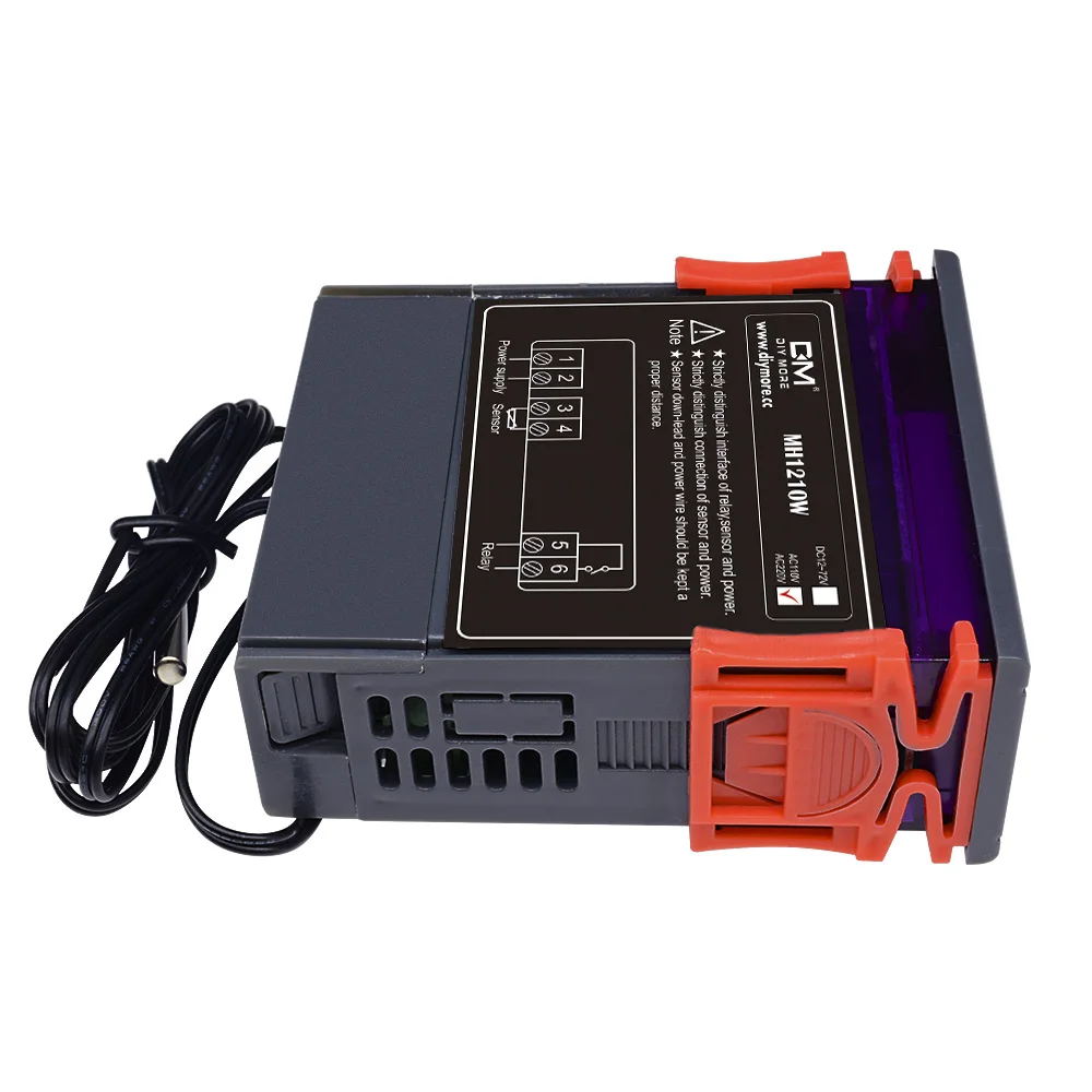 Imagem -05 - Controlador de Temperatura com Sensor Controle de Resfriamento de Aquecimento Mh1210w dc 12v 24v ac 90250v 10a 220v Regulador Termostato com Sensor50110c