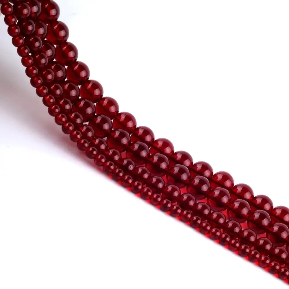 Wholesale Garnet Red Glass Crystal Stone Beads Round Loose Spacer For Jewelry Making 4/6/8/10/12mm DIY Bracelet Necklace