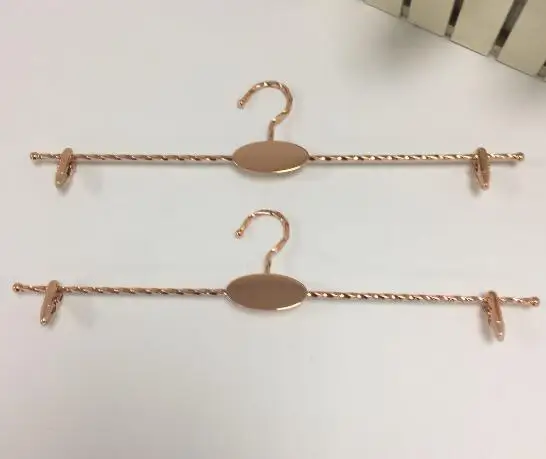 Rose Gold Metal Lingerie Hanger, Bra Hanger, Underwear Hanger with 2 Clips, Bra Underwear Rack