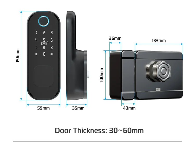 Smart Door Lock 5 in 1 Fingerprint Password Waterproof Unlock Support Alexa & Google Assistant