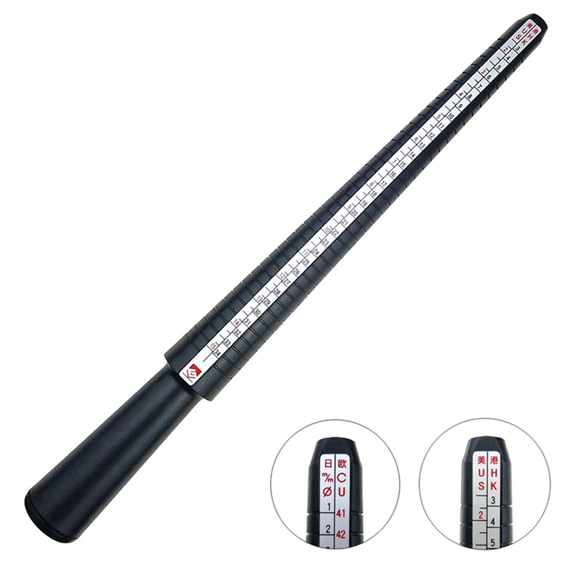 Professional Ring Mandrel Stick Ruler Measurer Jewelry Tools US UK Japan EU HK Finger Gauge Ring Sizer Measuring Size Tool Set