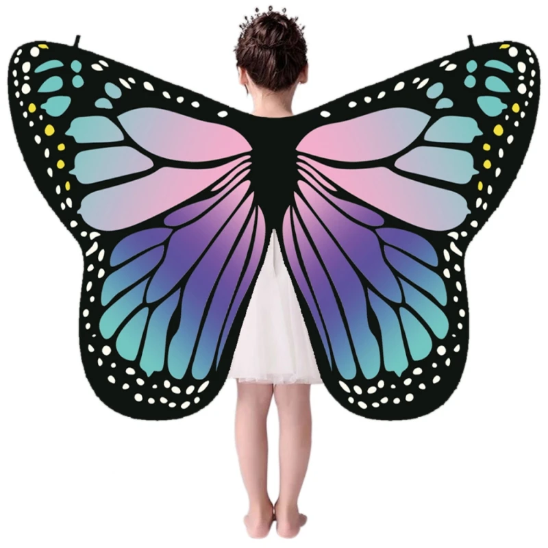 Children Girl Colorful Cloak Butterfly Cape Scarf Monarch Butterfly Cloak Wing Decoration Festive Party Supplies #0