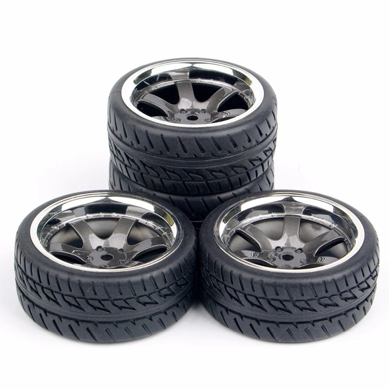 Rim 12mm Hex Rubber Tires Wheel fit 1:10 RC On Road Car Parts Accessory 4pcs/set