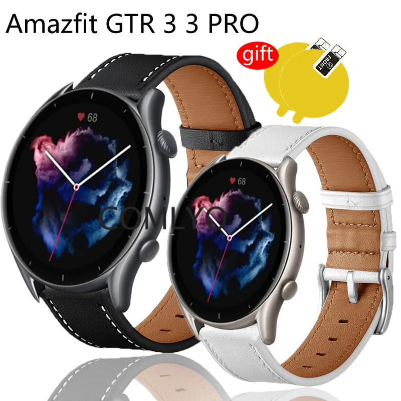 

Высококачественный ремешок для Huami Amazfit GTR3 GTR 3 Pro ремешок из натуральной кожи, браслет с защитной пленкой для экрана GTR 3 Pro