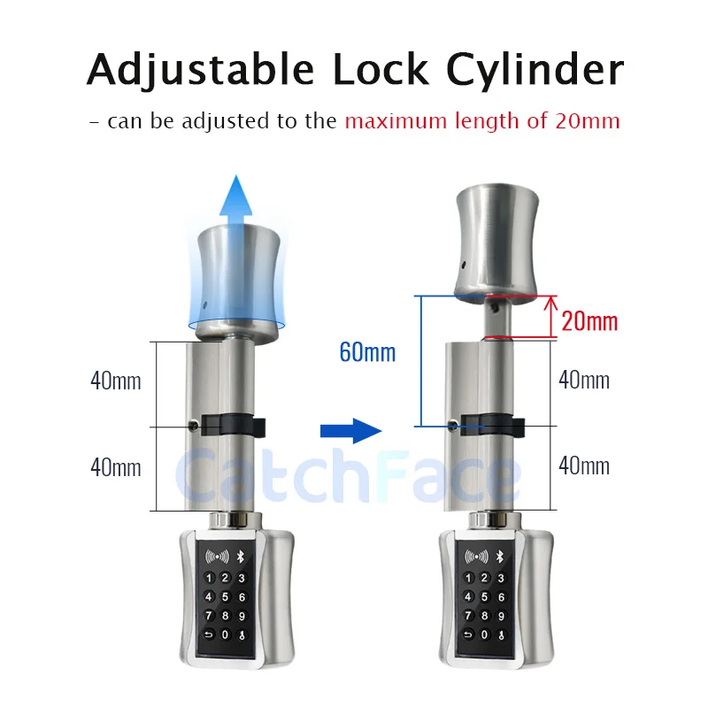 Bluetooth Smart Cylinder Lock  Electronic Door Lock With TT Lock App Remote Control Keypad Code Card Keyless Lock for EU Model