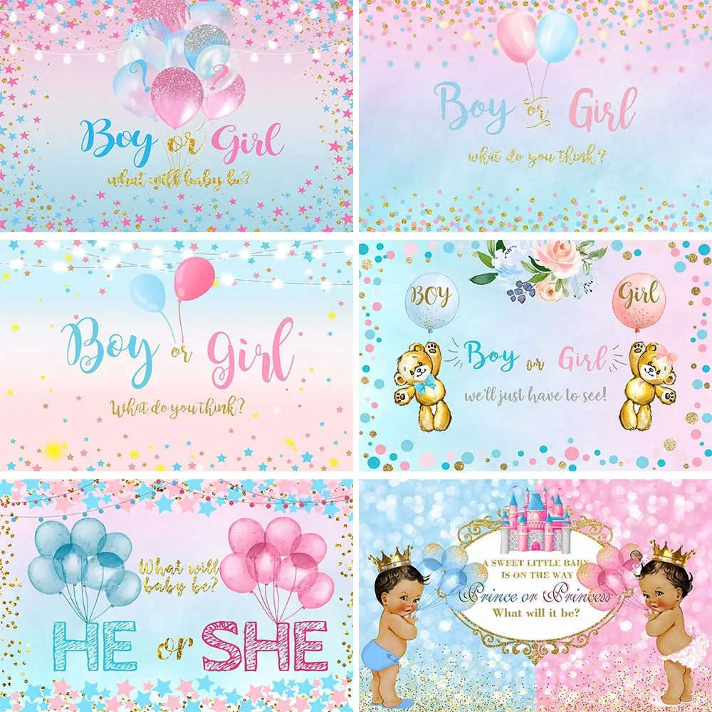 Mocsicka Gender Reveal Backdrop Boy or Girl Baby Shower Photography Backgrounds Newborn Party Decor Photo Studio Photocall Props