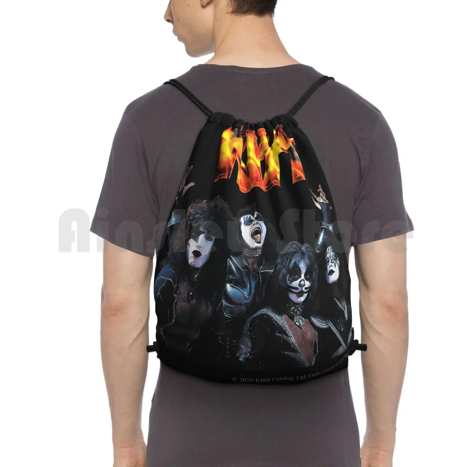 

Kiss Band Backpack Drawstring Bags Gym Bag Waterproof Kiss Kiss Fan Art Kiss Band Kiss Music Kiss Fanart Kiss The Band