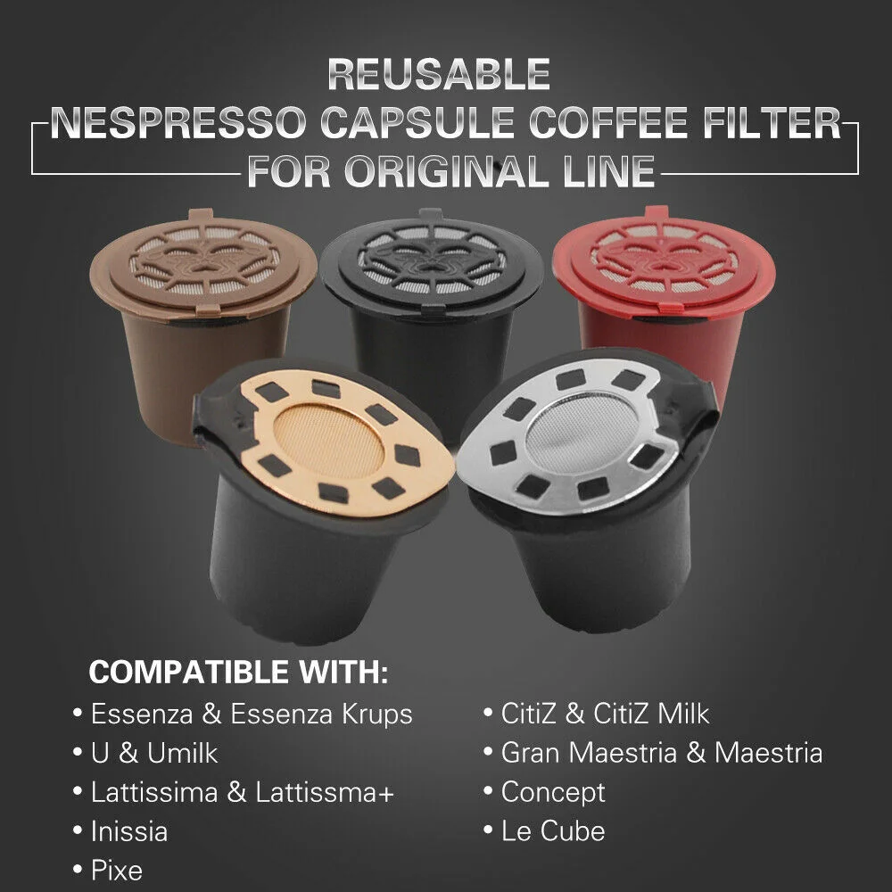 

3pcs/lot Reusable Refillable Coffee Capsule Filters For Nespresso Filter Pod with Stainless Steel Mesh Kitchen Coffee Cup