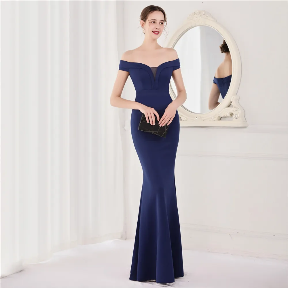 DEERVEADO Mermaid Evening Dresses 2021 New Elegant Maxi Dresses For Women Off the Shoulder Party Dresses Evening Gown K18853